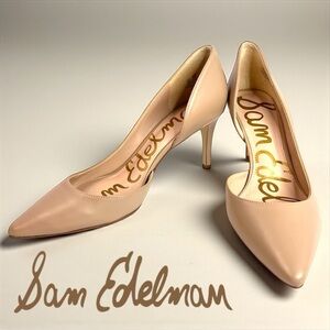 SAM EDLEMAN HENSEN HALF D'ORSAY DRESS HIGH HEEL IN NUDE Sz 8 EUC